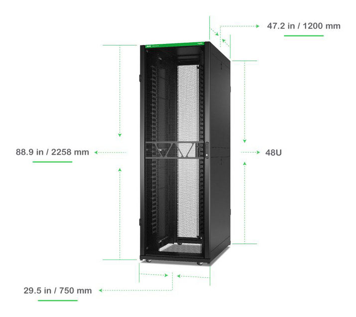 APC NetShelter SX, Networking Rack Enclosure, 48U, 2258H x 750W x 1200D mm, with