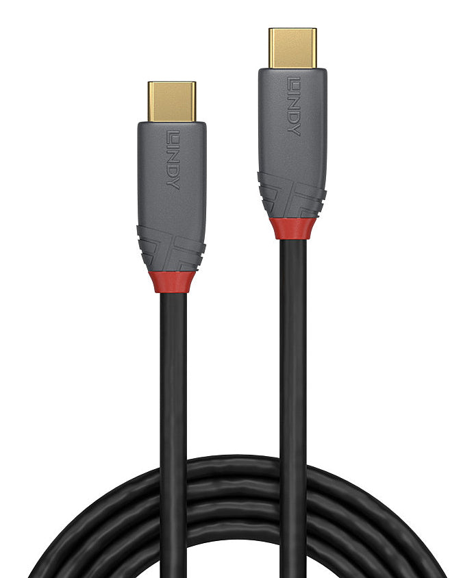Lindy 1m USB 3.2 Type C to C Cable, 20Gbps, 5A, PD, Anthra Line