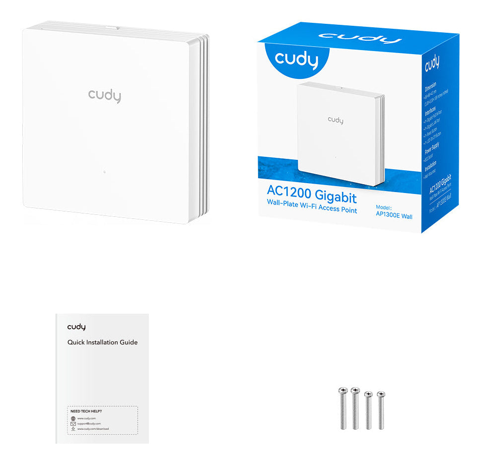 Cudy AC1200 86mm Wall-Plate Wi-Fi Access Point Networking