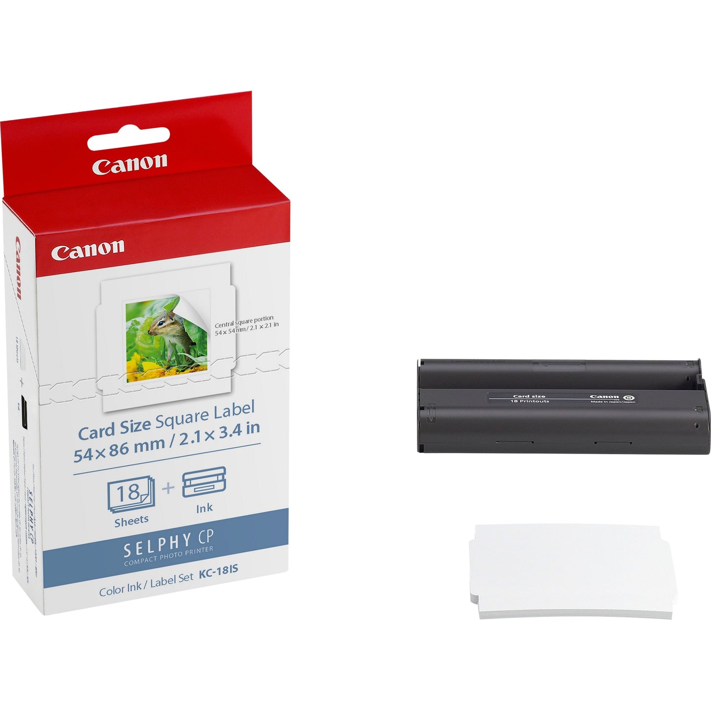 Canon 7429B001/KC-18IS Photo cartridge color + Sticker paper 54mm x 86mm Pack=18 for Labels