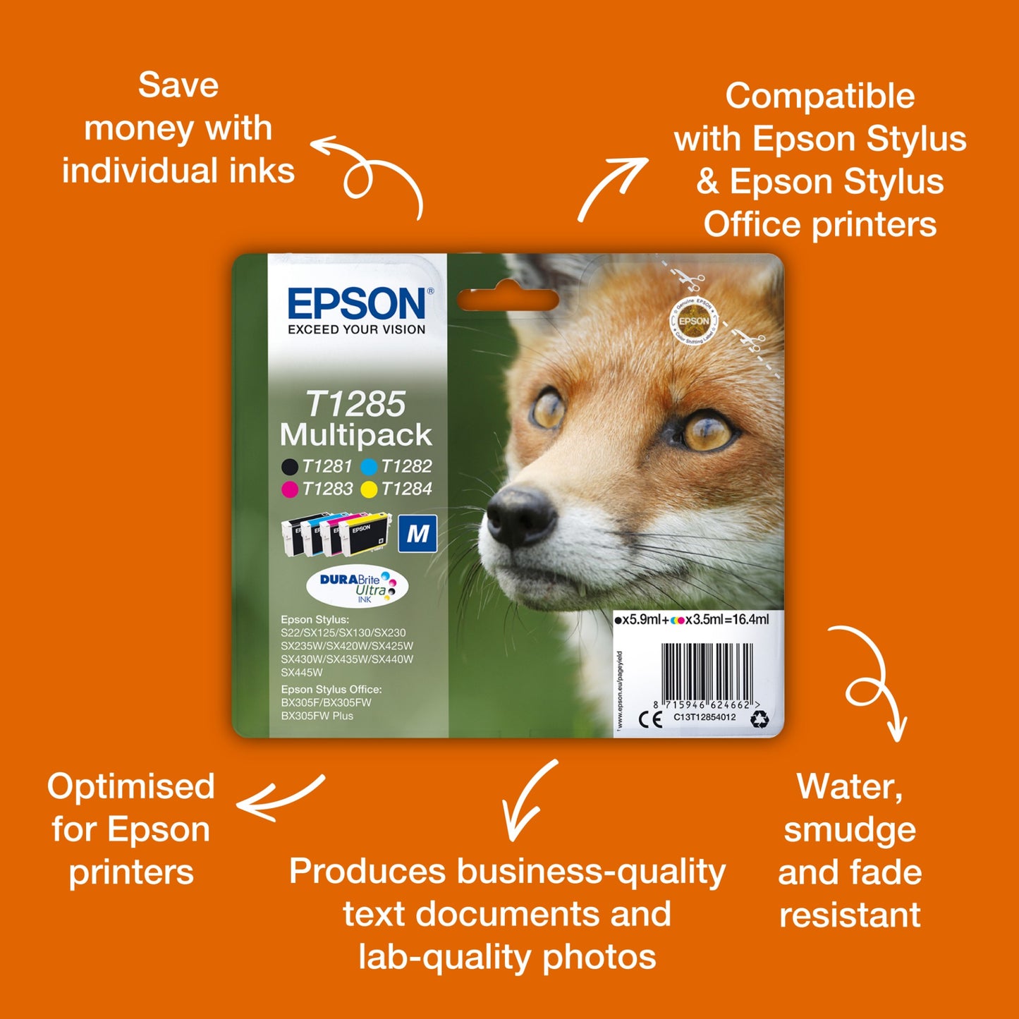 Epson C13T12814012/T1281 Black Ink Cartridge (170 pages)