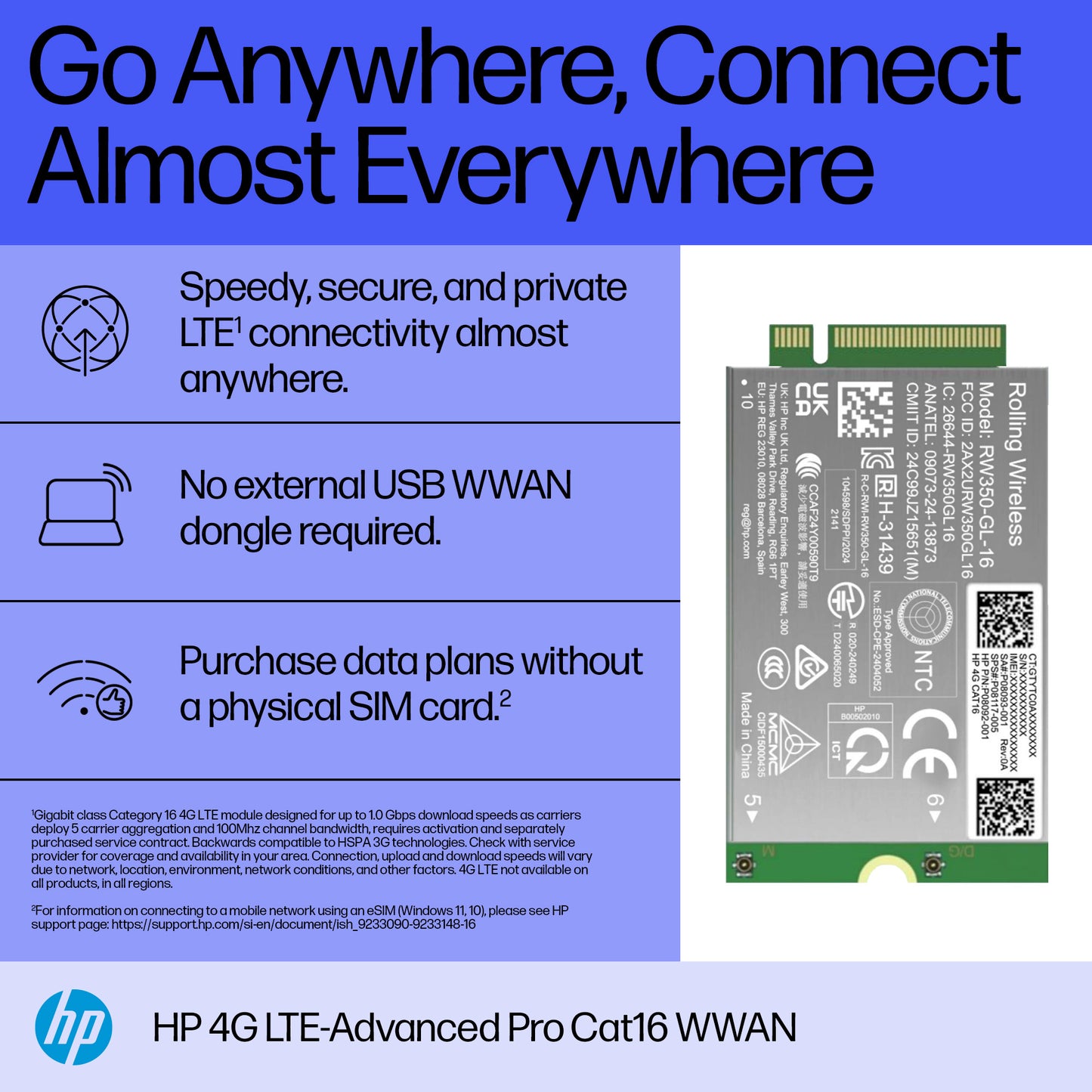 HP 4G LTE-Advanced Pro Cat16 WWAN Internal Network Adapter