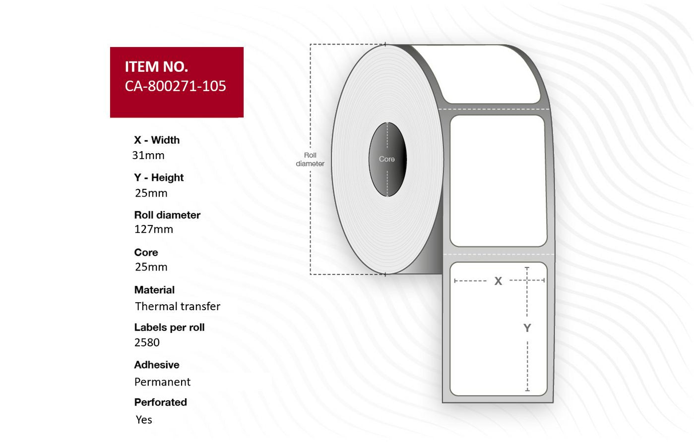 CAPTURE CA-800271-105 printer label White Labels