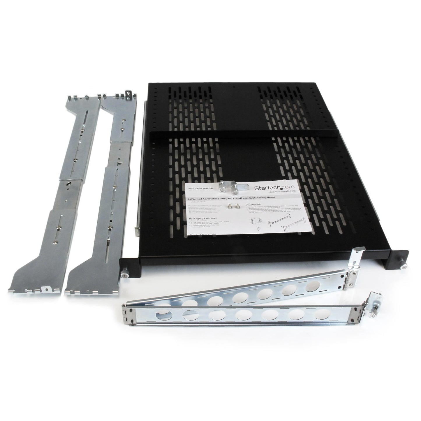 StarTech.com 2U Vented Sliding Server Rack Shelf w/ Cable Management Arm - 27.6 to