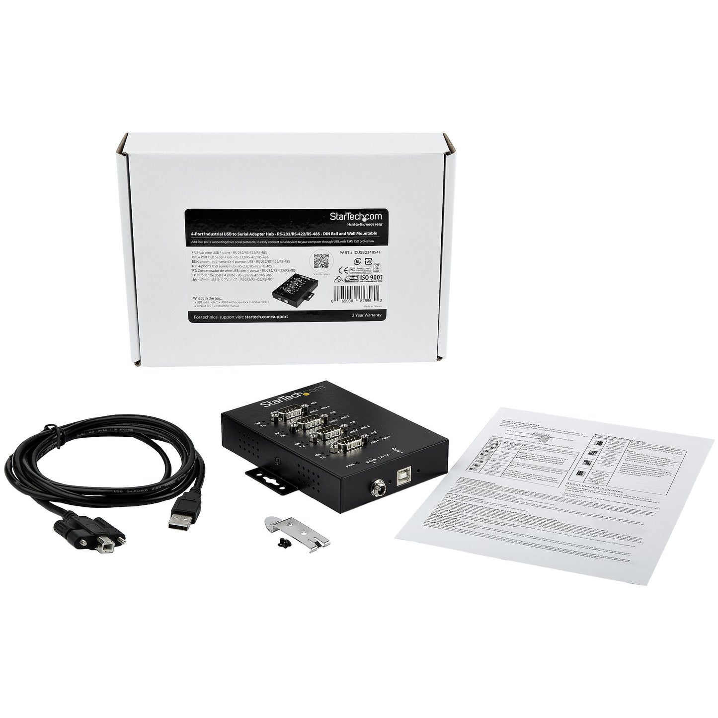 StarTech.com 4 Port Serial Hub USB to RS232/RS485/RS422 Adapter - Industrial USB 2.0