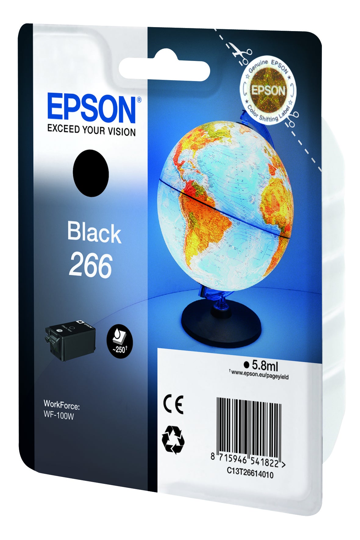 Epson C13T26614010/266 Black Ink Cartridge (260 pages, Epson WF-100 W)