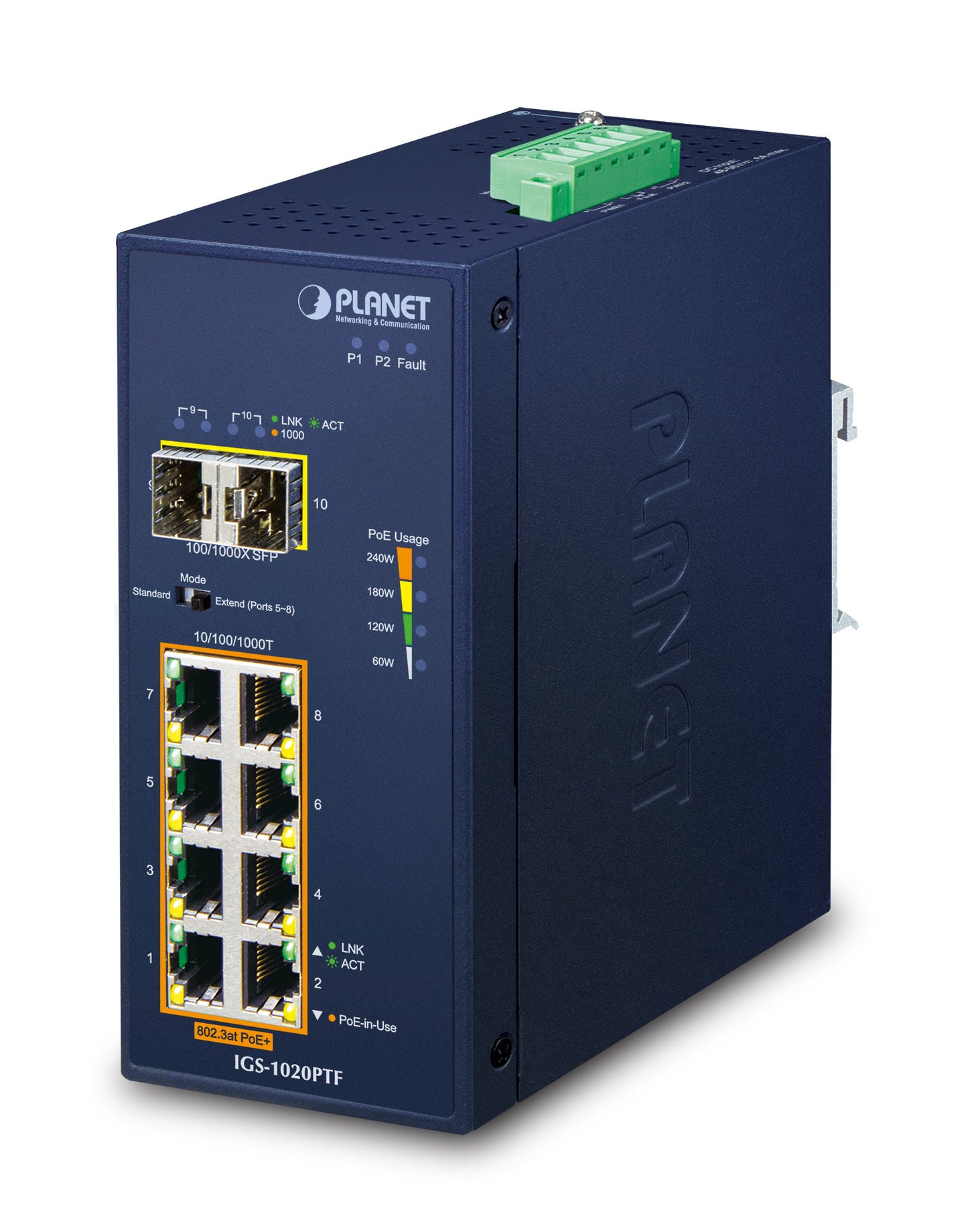 Planet IP30 Ind 8-P 10/100/1000T Switch PoE