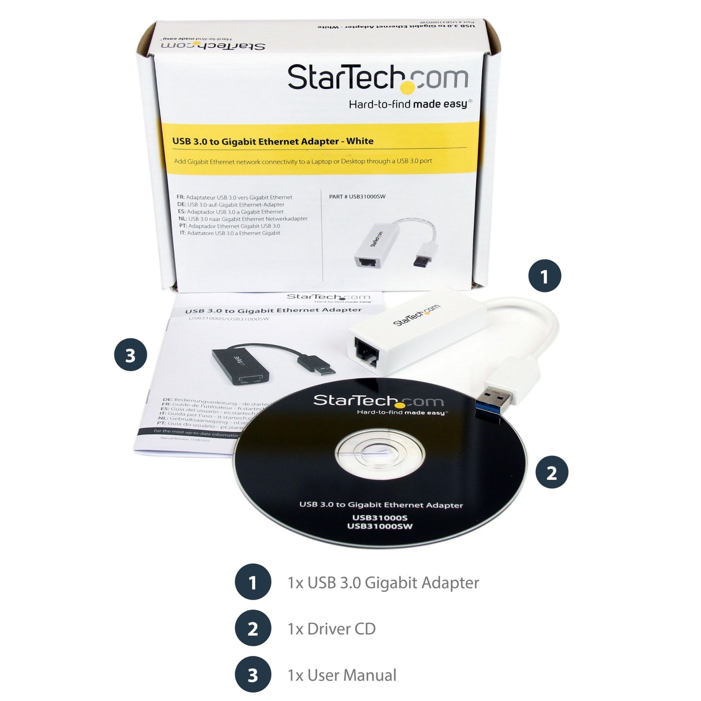 StarTech.com USB 3.0 to Gigabit Ethernet Network Adapter, 10/100/1000 Mbps, USB to