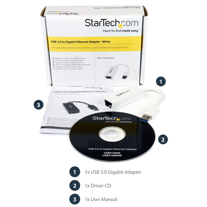 StarTech.com USB 3.0 to Gigabit Ethernet Network Adapter, 10/100/1000 Mbps, USB to