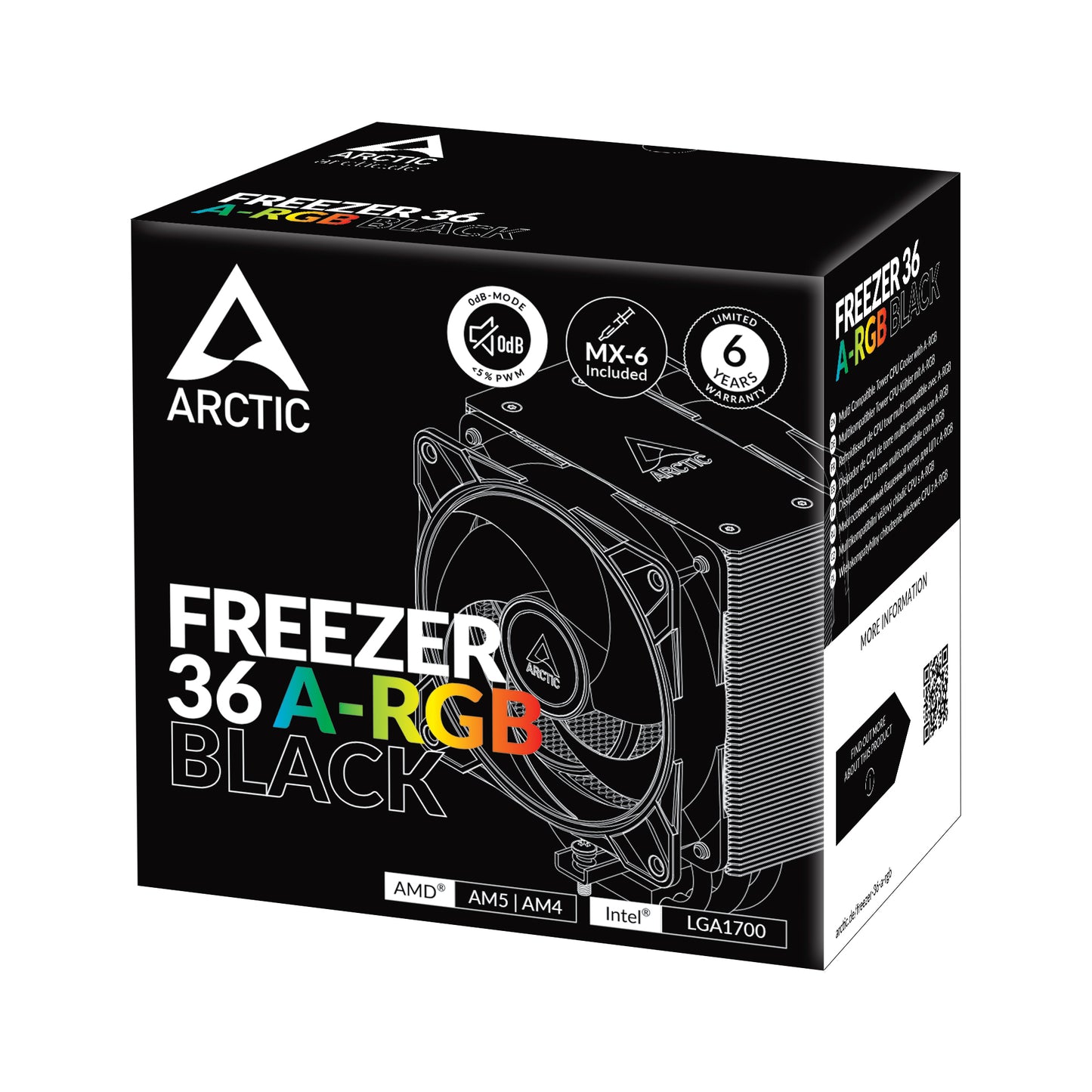 ARCTIC Freezer 36 A-RGB (Black) Multi Compatible Tower CPU Cooler with A-RGB Cooling
