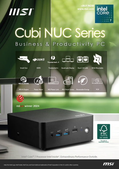 MSI Cubi NUC 1M Core 3 100U 8GB 512GB SSD SFF Desktop PC