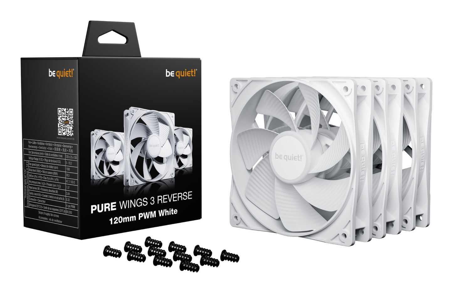 be quiet! Pure Wings 3 120mm | PWM Reverse White Triple-Pack Computer case Fan 12 cm Cooling