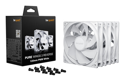 be quiet! Pure Wings 3 120mm | PWM Reverse White Triple-Pack Computer case Fan 12 cm Cooling