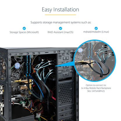 StarTech.com 8 Port SATA PCIe Card - PCI Express 6Gbps SATA Expansion Adapter Card Hub