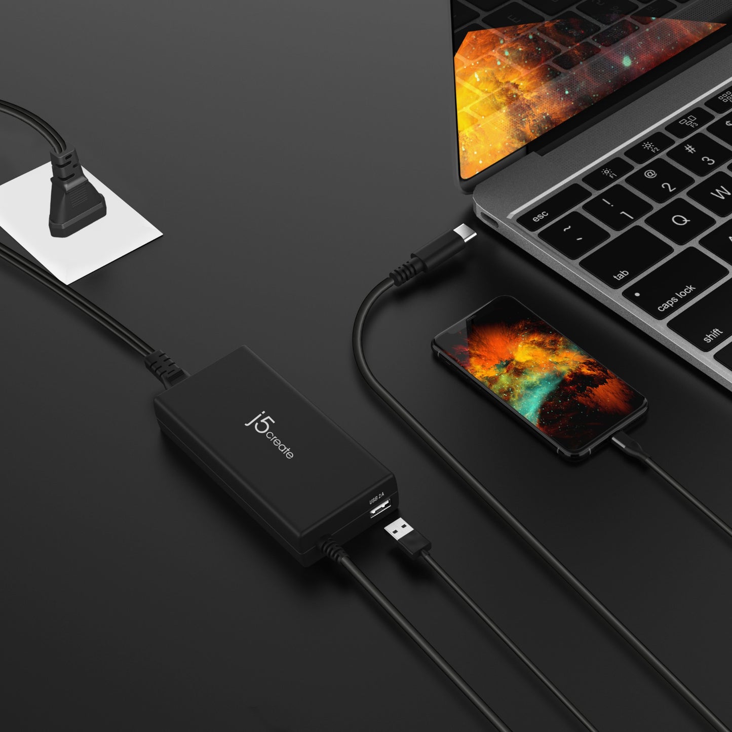 j5create JUP2290C-EN 100W PD USB-C® Super Charger - EU, Black, includes 1.2 m cable