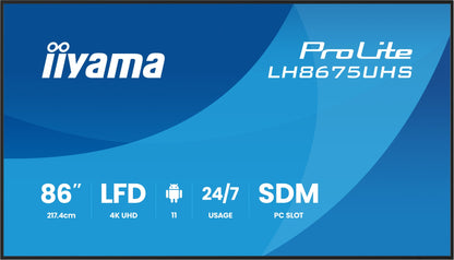 iiyama LH8675UHS-B2AG Signage Display Digital signage flat panel 2.17 m 4K UHD IPS Monitor