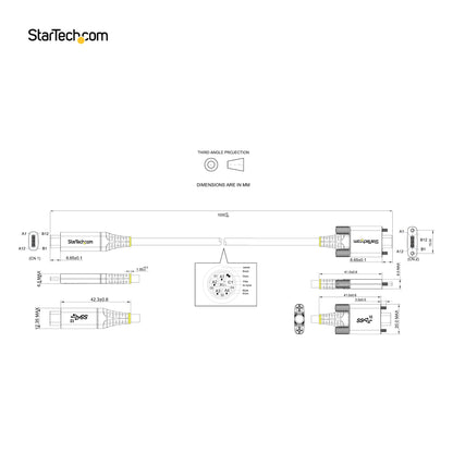 StarTech.com 3ft (1m) USB-C Cable, Side Screw Locking, USB 10Gbps, 100W (5A) Power