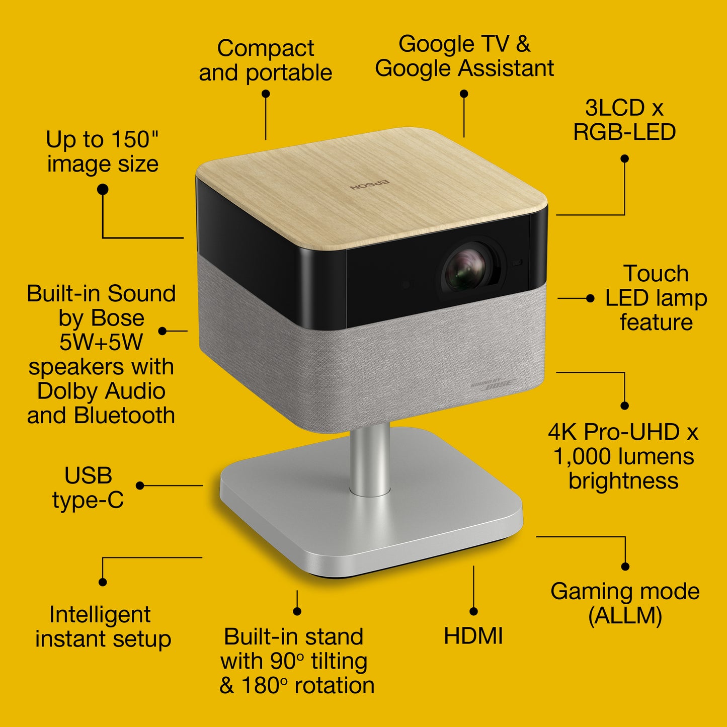 Epson Lifestudio Flex Plus — EF-72 Oak Projector