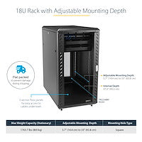 StarTech.com 18U Enterprise-Grade Flat Pack Server Rack Cabinet, 19in Enclosed