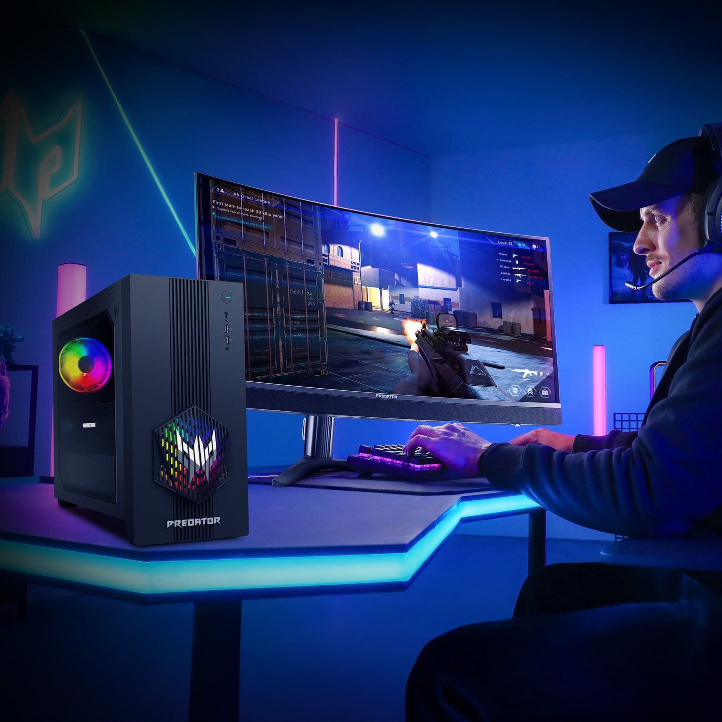 Acer Predator PO3-665 Gaming Core i5-14400F 16GB 512GB SSD NVIDIA GeForce RTX 5060 Desktop PC