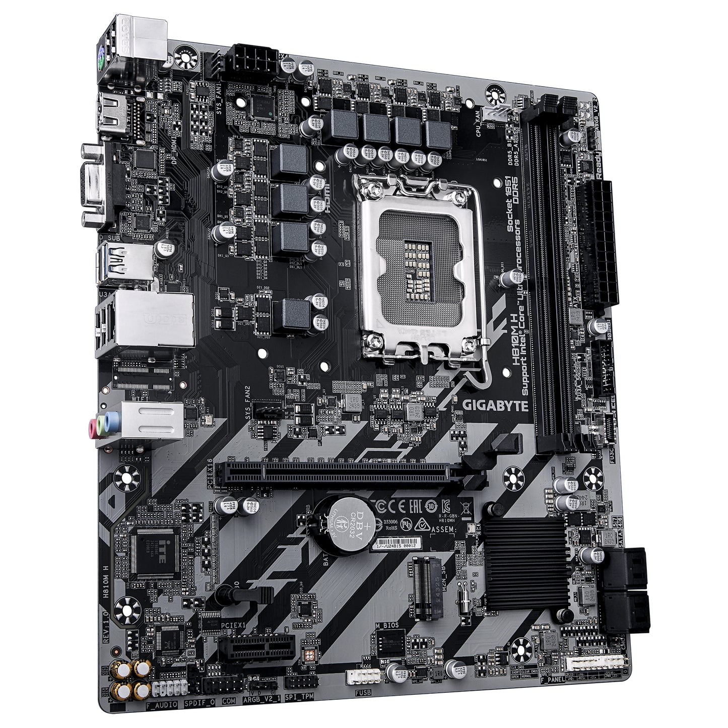 Gigabyte H810M H Motherboard - Intel Core Ultra (Series 2) CPUs, 4+1+2 Phases VRM