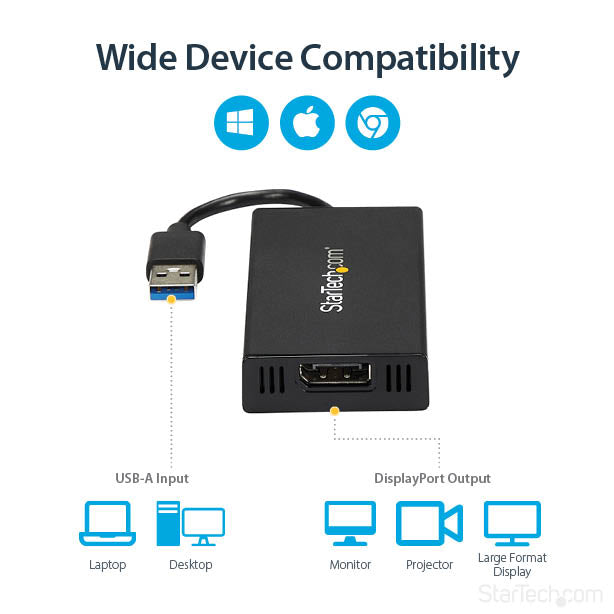 StarTech.com USB 3.0 to DisplayPort Adapter - DisplayLink Certified - 4K 30Hz Hub