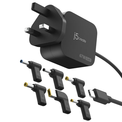 j5create JUP1565DC 67W GaN PD USB-C® Mini Charger with 6 Types of DC Connector-UK
