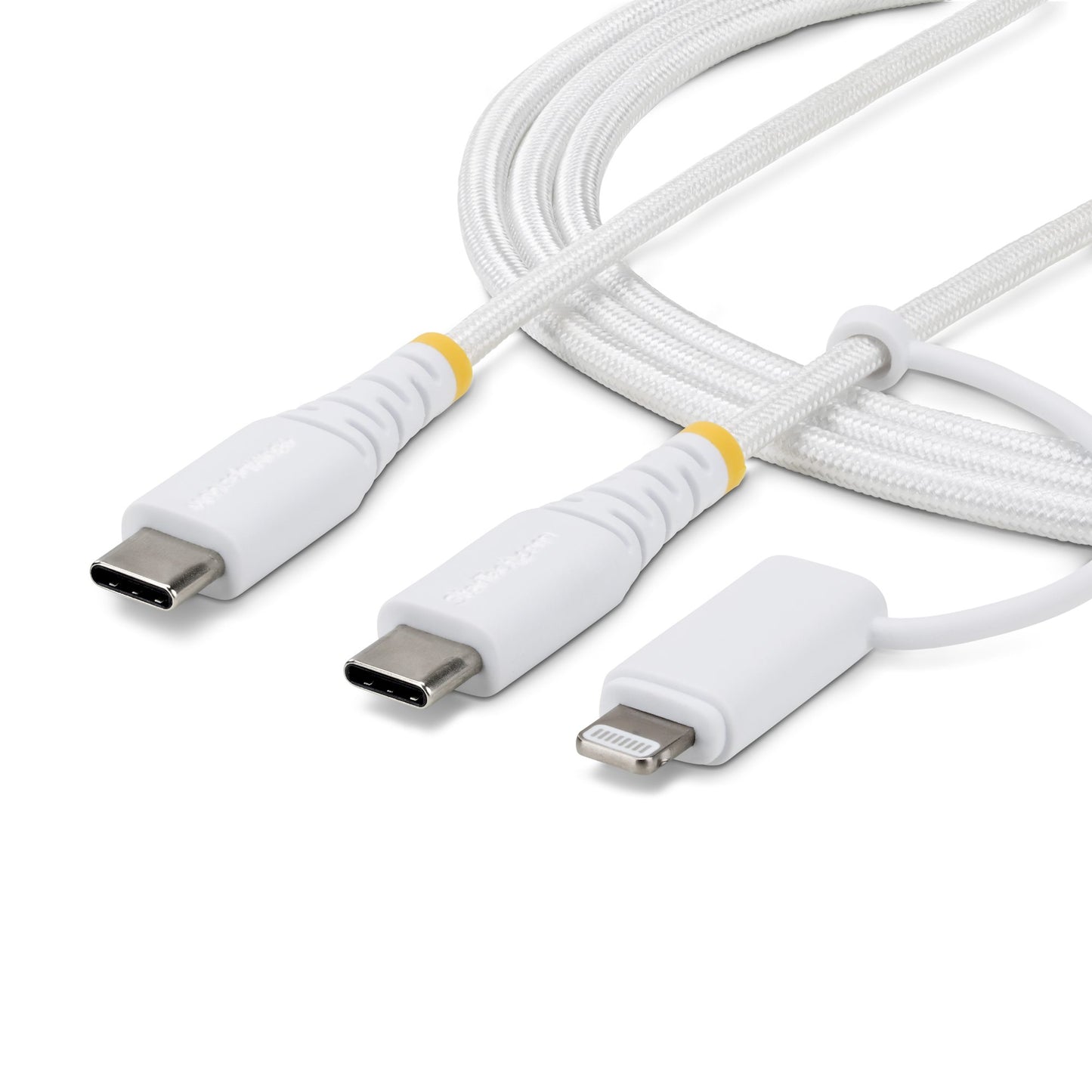 StarTech.com 2m (6ft) 2-in-1 Rugged USB-C Charging Cable with Lightning Adapter
