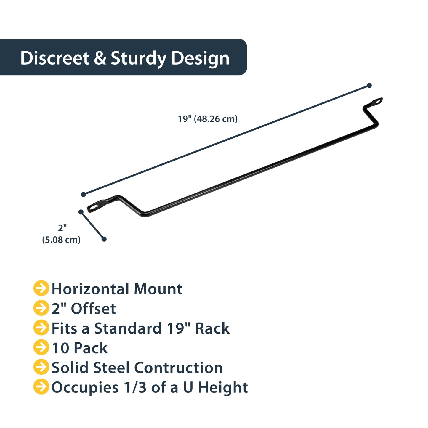 StarTech.com 10-Pack Horizontal Lacing Bar with 2in (5.1cm) Offset at 75 Degrees Rack