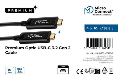 Microconnect MC-USB3.1CC10OP USB cable USB 3.2 Gen 2 (3.1 Gen 2) 10 m USB C Black