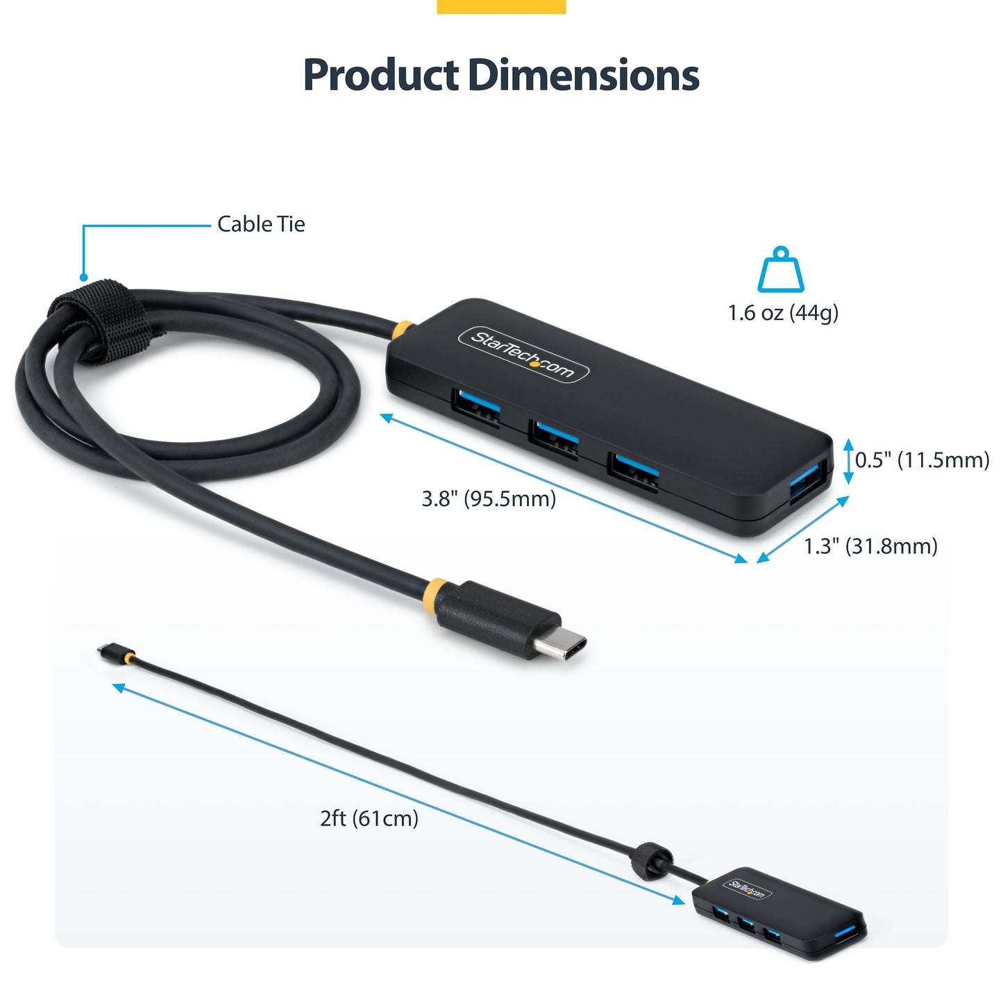 StarTech.com 4-Port USB-C Hub, 5Gbps, Bus Powered, USB-C to 4x USB-A Mini Hub, Extra