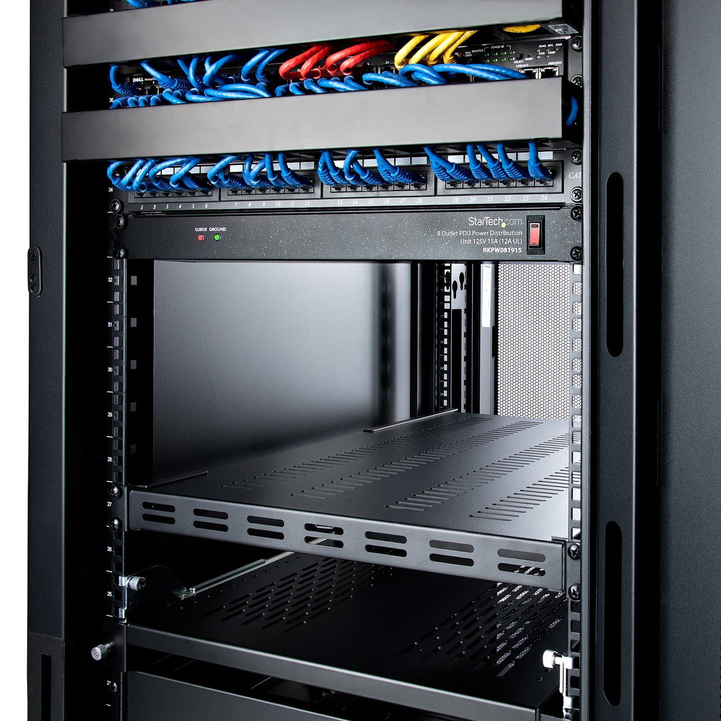 StarTech.com 1U 4-Post Adjustable Vented Server Rack Mount Shelf - 330lbs(150 kg)