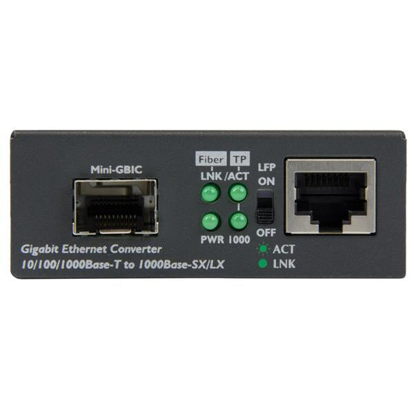 StarTech.com Multi-Mode (MM) / Single Mode (SM) Fiber Media Converter for 10/100/1000 Networks, Standalone Gigabit Ethernet to Fiber Converter, Open SFP Slot - TAA Networking