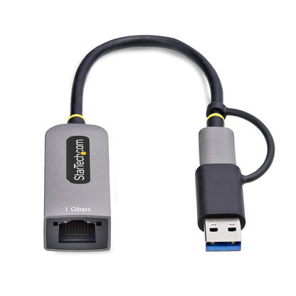 StarTech.com USB-C to Ethernet Adapter with USB-A Dongle, 10/100/1000Mbps, USB 3.0