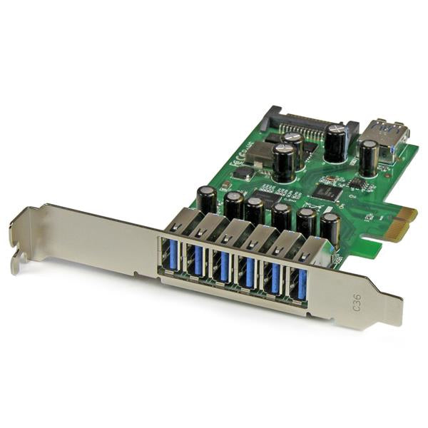 StarTech.com 7-Port PCI Express USB 3.0 Card - 5Gbps - Standard and Low-Profile Hub