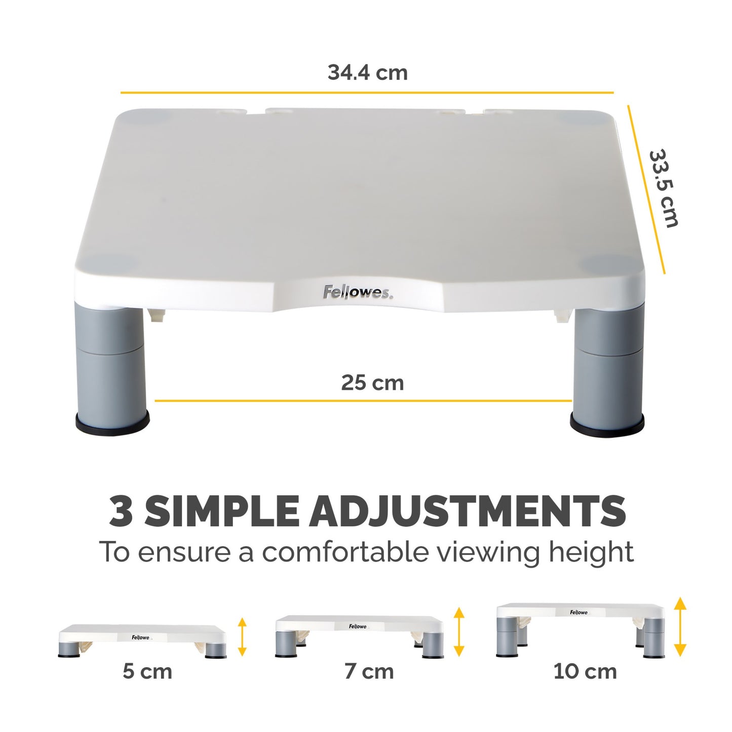 Fellowes Computer Monitor Stand with 3 Height Adjustments - Standard Monitor Riser Mount (91712)