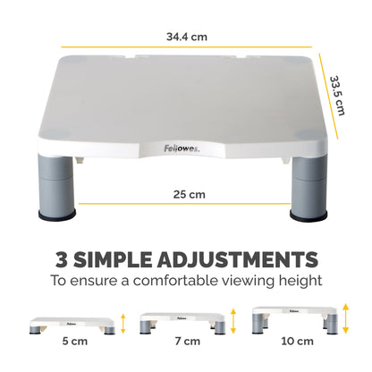 Fellowes Computer Monitor Stand with 3 Height Adjustments - Standard Monitor Riser Mount (91712)