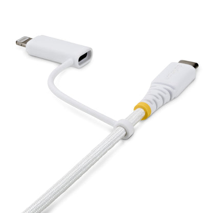 StarTech.com 1m (3ft) 2-in-1 Rugged USB-C Charging Cable with Lightning Adapter