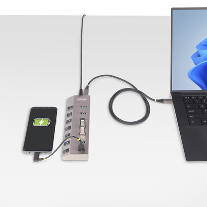 StarTech.com 7 Port Self-Powered USB C Hub with Individual On/Off Switches, USB 3.0
