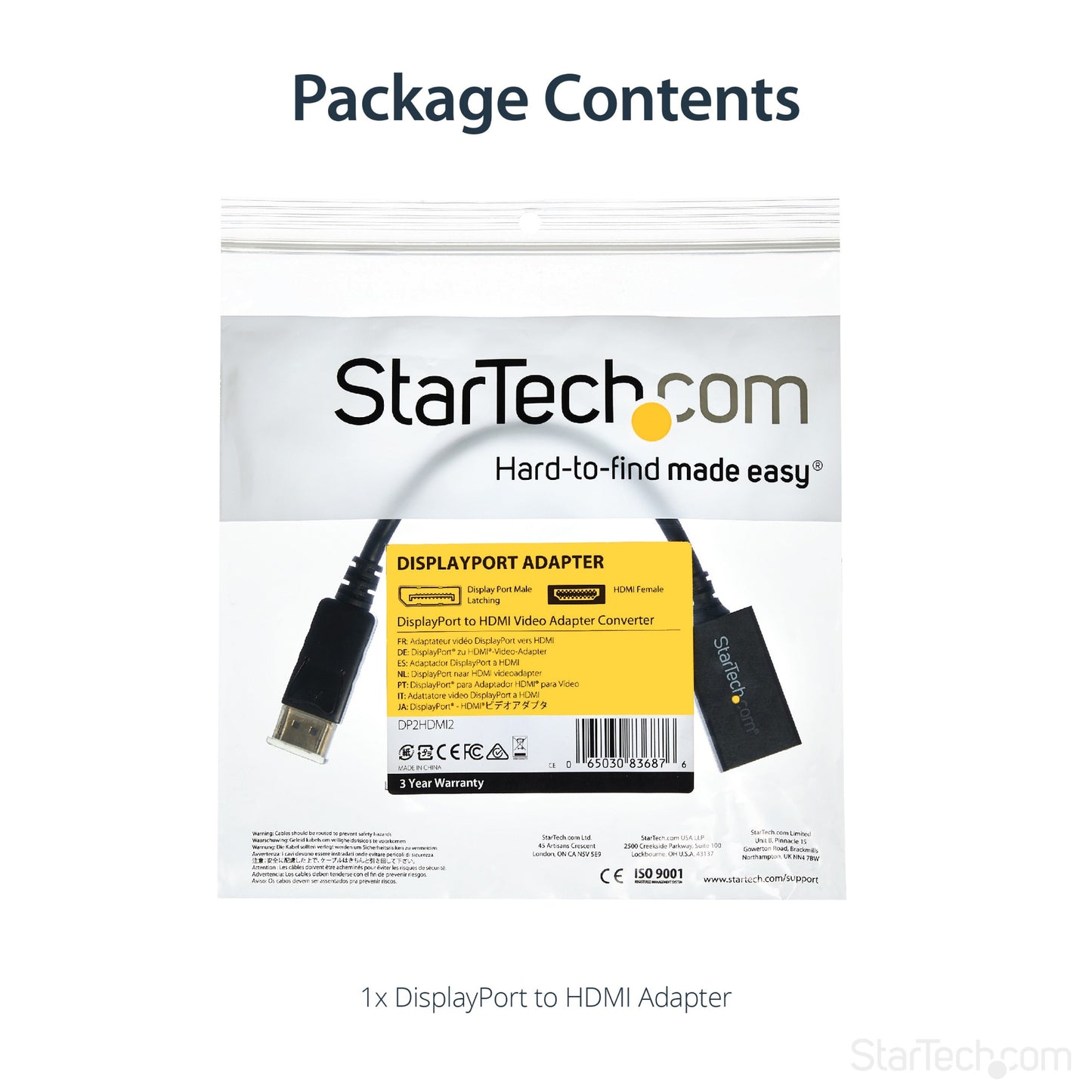 StarTech.com DisplayPort to HDMI Adapter - DP 1.2 to HDMI Video Converter 1080p - DP Cable