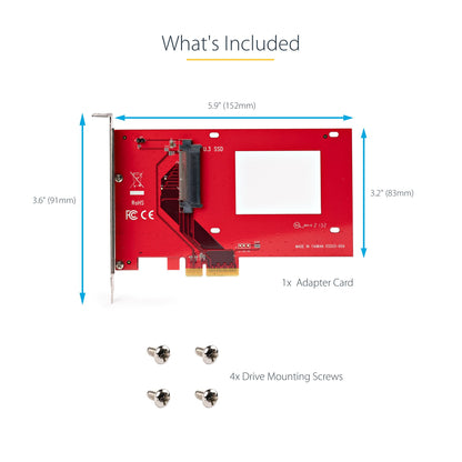 StarTech.com U.3 to PCIe Adapter Card, PCIe 4.0 x4 Adapter For 2.5" U.3 NVMe SSDs Hub