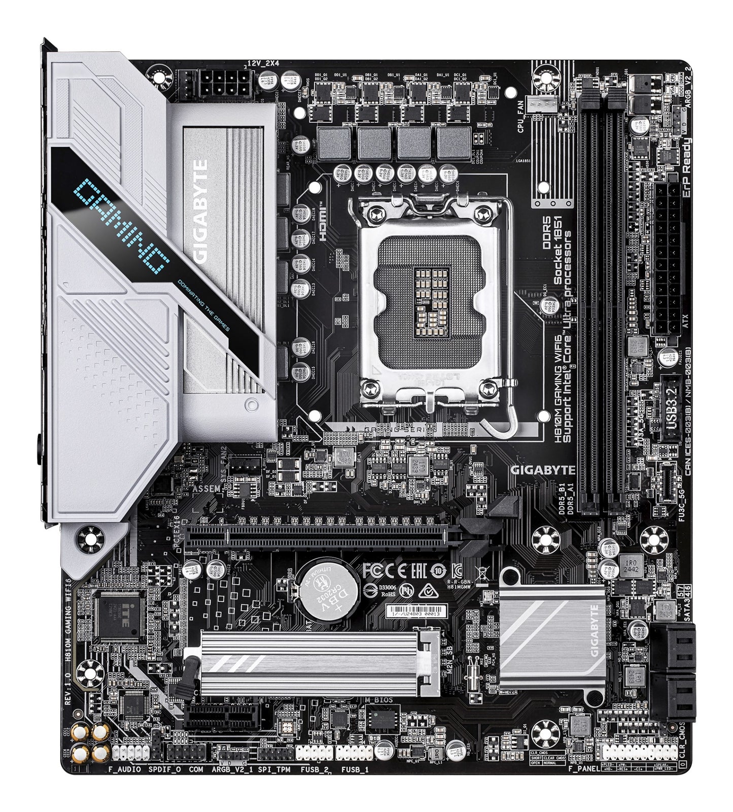 Gigabyte H810M GAMING WIFI6 Motherboard - Intel Core Ultra (Series 2) CPUs, 4+1+2