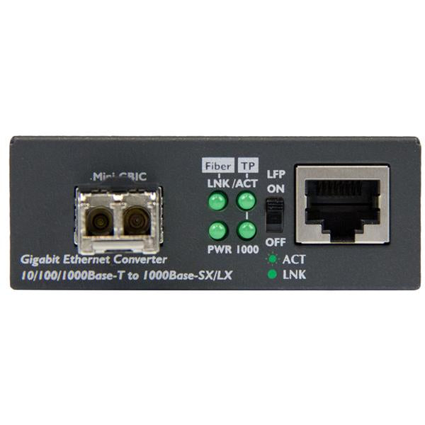 StarTech.com Multi-Mode (MM) LC Fiber Media Converter for 10/100/1000 Networks, Standalone Gigabit Ethernet to LC Converter, SFP Transceiver Included, 850nm, 550m - TAA Networking