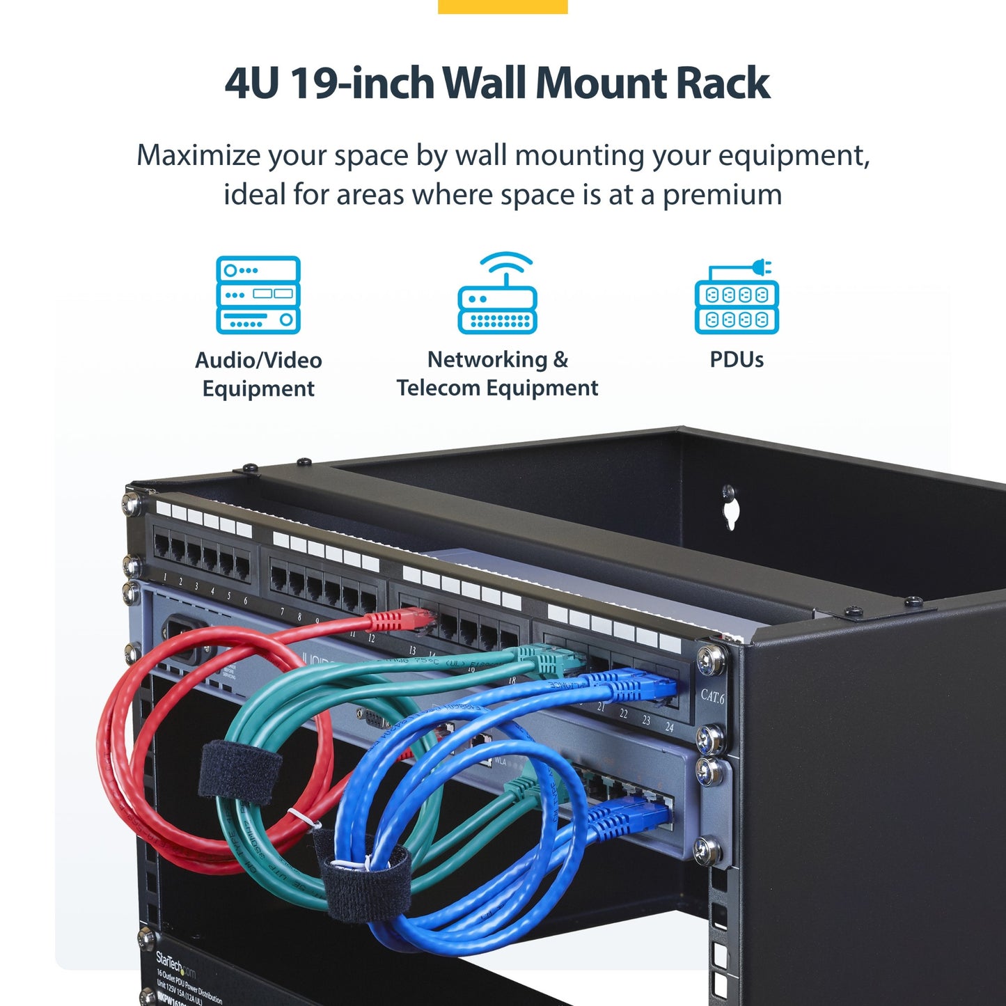 StarTech.com 4U Wall Mount Network Rack - 14 Inch Deep (Low Profile) - 19" Patch