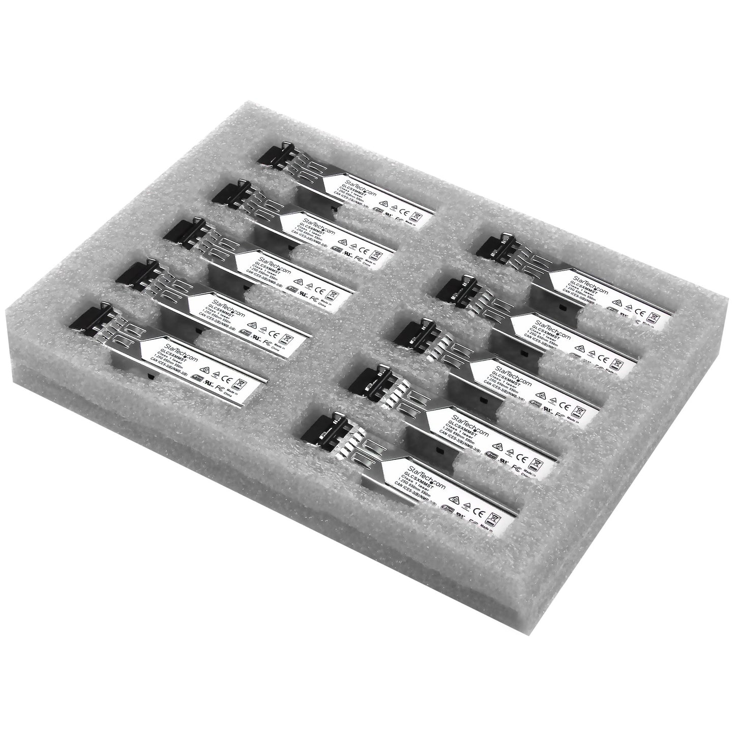 StarTech.com 10 Pack Cisco GLC-SX-MM Compatible SFP Module (10 Pack) - 1000BASE-SX - 1GbE Multimode Fiber MMF Optic Transceiver - 1GE Gigabit Ethernet SFP - LC 550m - 850nm - DDM Cisco IE3200, IE3300, ME1200 Networking