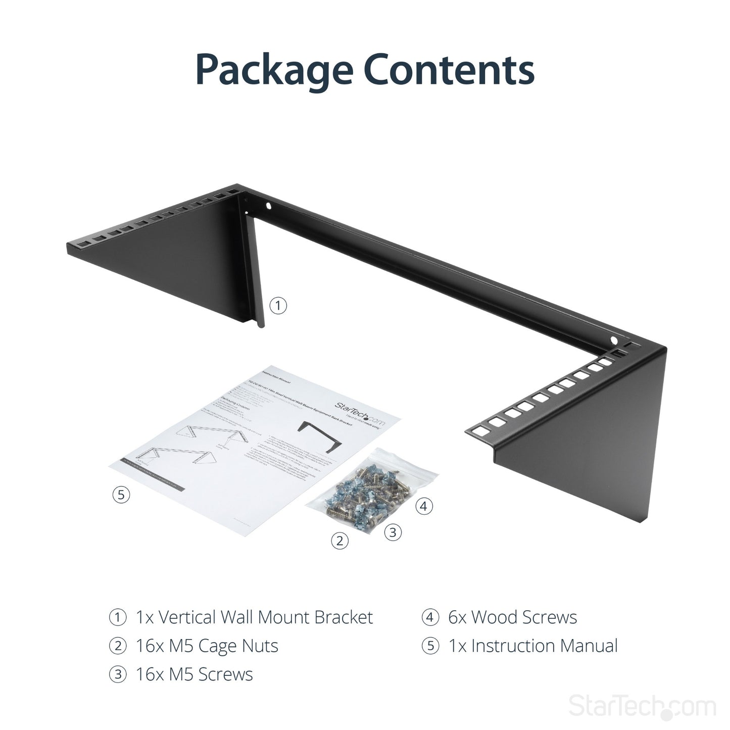 StarTech.com 4U 19in Steel Vertical Wall Mount Equipment Rack Bracket - TAA
