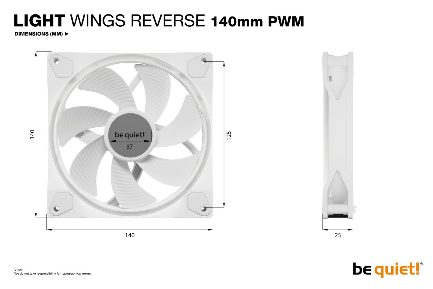 be quiet! Light Wings 140 mm PWM Reverse White Computer case Fan 14 cm 1 pc(s) Cooling