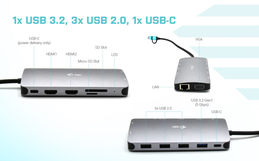 i-tec USB-C/Thunderbolt 3x Display Docking Station 100W