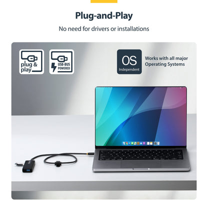 StarTech.com 4-Port USB-C Hub, 5Gbps, Bus Powered, USB-C to 4x USB-A Mini Hub, Extra