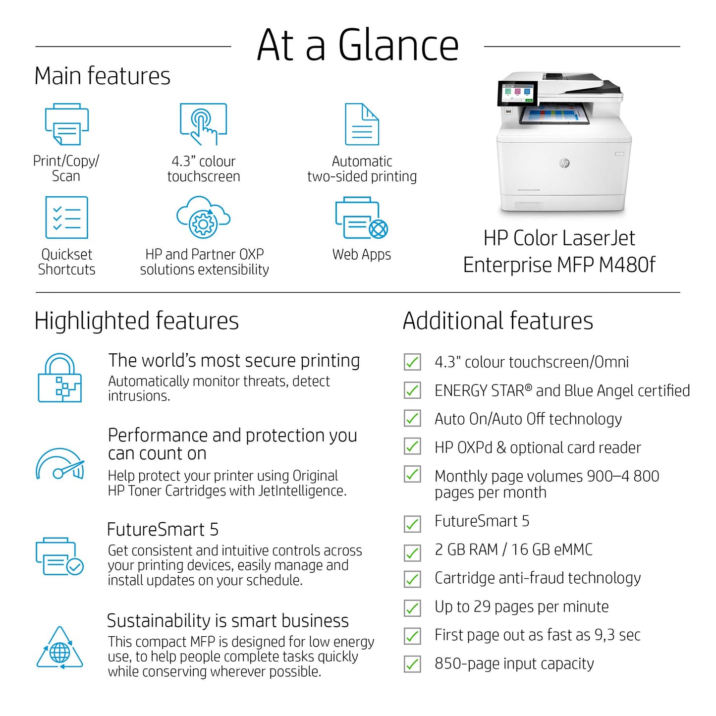 HP Color LaserJet Enterprise LaserJet Enterprise M480f Multifunction Color Printer